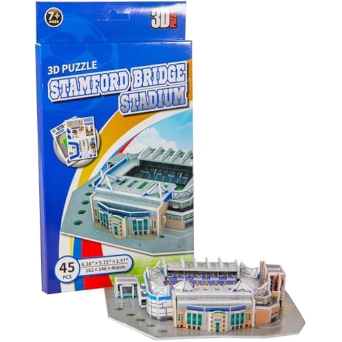 3D STADIUM PUZZLE CHELSEA STAMFORD BRIDGE MINI UNIQUE & COLLECTIBLE MODEL ASSEMBLY BUILDING KIT FOR KIDS & ADULTS 45PCS - Image 1